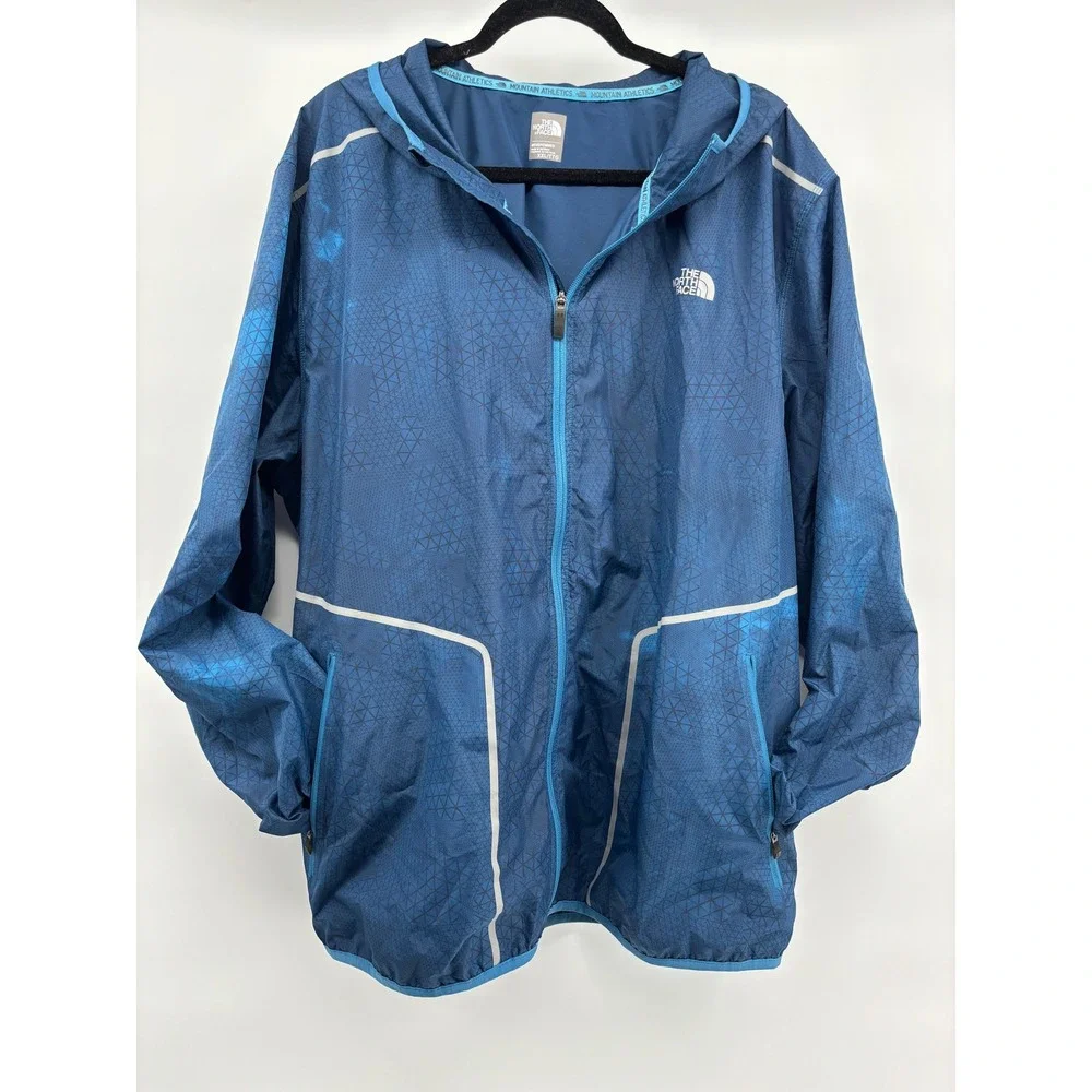The North Face Mountain Athletics Blue Geometric Windbreaker Jacket Mens XXL